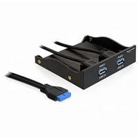 Delock USB 3.0 frontpaneel 2 poorten met interne 19-pins USB 3.0 paalaansluiting