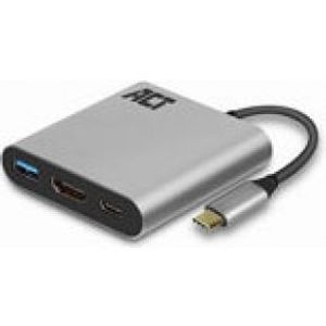 ACT USB-C naar HDMI female multiport adapter met PD Pass-Through 60W, 4K, USB-A