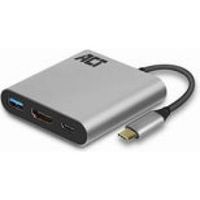 ACT USB-C naar HDMI female multiport adapter met PD Pass-Through 60W, 4K, USB-A