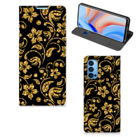 OPPO Reno4 Pro 5G Smart Cover Gouden Bloemen - thumbnail