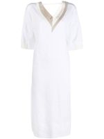 Lorena Antoniazzi robe mi-longue à col v - Blanc