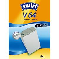 Swirl V 64 speciaal papier stofzuigerzakken voor Vorwerk en Volletto stofzuiger, Classic, 4 stuks
