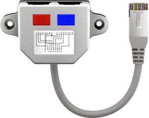 Goobay RJ45 Netwerk Y-adapter CAT 5 [1x RJ45-stekker - 2x RJ45-bus] Metallic-zilver