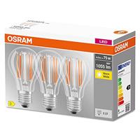 OSRAM Lamps LED lamp, Voet: E27, Warm Wit, 2700 K, 7,50 W, vervanging voor 75 W gloeilamp, helder, LED BASE CLASSIC A Set van 3,Wit