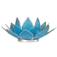 Lotus Sfeerlicht Blauw 5e Chakra Zilverrand - thumbnail