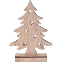 Kerstdecoratie kerstboom hout 28 cm met LED lampjes   - - thumbnail