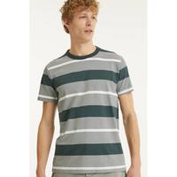 ESPRIT Men Casual gestreept T-shirt van biologisch katoen donkergroen