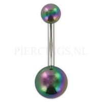 Navelpiercing acryl parelmoer geanodiseerd - thumbnail