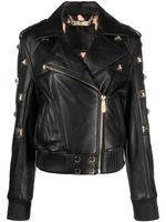 Philipp Plein veste bomber matelassée en cuir à détails de clous - Noir - thumbnail