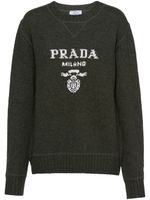 Prada pull en cachemire mélangé à logo intarsia - Vert