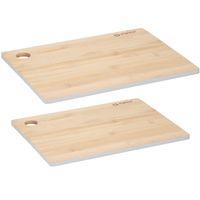 Set van 2x stuks snijplanken grijze rand 23 en 28 cm van bamboe hout - thumbnail