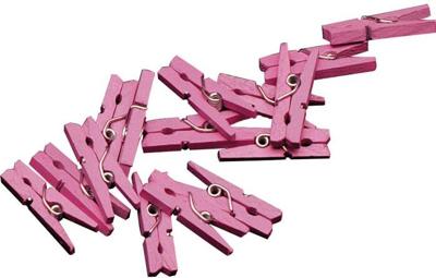 Haza Original miniwasknijperset 2,5 cm hout roze 20 stuks