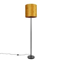 QAZQA - Klassiek | Antiek Klassieke vloerlamp zwart kap goud 40 cm - Simplo | Woonkamer | Slaapkamer | Keuken - Stof Langwerpig - E27 Geschikt voor LED - Max. 1 x 60 Watt