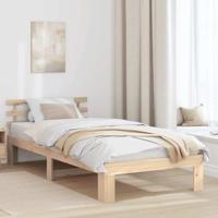 vidaXL Minimalistisch Natuurlijk Grenenhouten Bedframe 80 X 200 cm Gelakt Stijlvol Binnenmeubilair Eenvoudige Montage Ondersteunt 100 kg Ideaal Voor Volwassenen Uniseks Comfort Eenpersoons Volwassen C