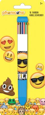 Phonicons balpen Emoticon 10 kleuren junior 15,8 cm blauw/wit