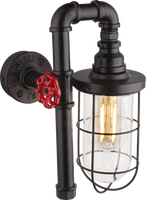 industriele wandlamp 'Bayuda' glas e27 fitting modern - thumbnail