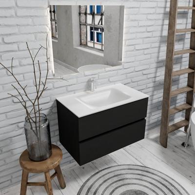 Zaro Valencia mat zwart badmeubel 80cm met Solid Surface wastafel 1 kraangat 2 lades Zaro Valencia mat zwart badmeubel 80cm met Solid Surface wastafel 1 kraangat 2 lades