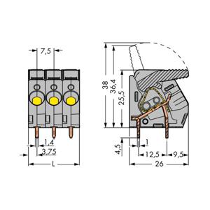 WAGO 2706-108 Veerkrachtklemblok 6.00 mm² Aantal polen 8 Grijs 20 stuk(s)