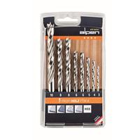 ALPEN Spiraalboor PROFI hout 8-delig (ø 3-10 mm, houtspiraalboor, set in kunststof cassette, voor zacht en hardhout) 600093100
