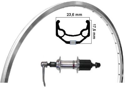 Kgs Achterwiel 28 inch (622) zac2000 zilver cassette 8/9 speed uitval
