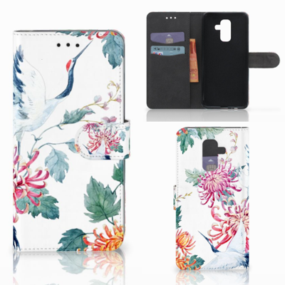 Samsung Galaxy A6 Plus 2018 Telefoonhoesje met Pasjes Bird Flowers Samsung Galaxy A6 Plus 2018 Telefoonhoesje met Pasjes Bird Flowers