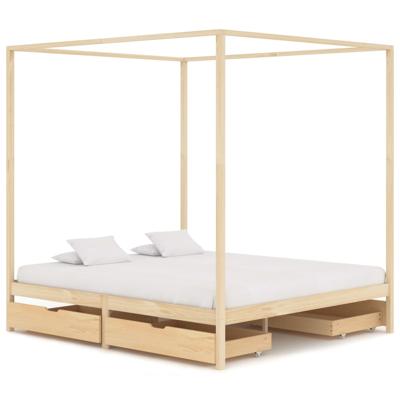 vidaXL Hemelbedframe met 4 lades massief grenenhout 180x200 cm
