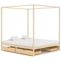 vidaXL Hemelbedframe met 4 lades massief grenenhout 180x200 cm