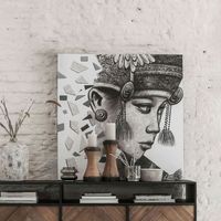 MUST Living Wandpaneel Balinese girl Ketut 100 x 100cm - Zwart, Wit - thumbnail