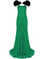 Nina Ricci robe longue en dentelle - Vert