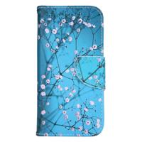 Shop4 - iPhone SE (2020) Hoesje - Wallet Case Bloesem Blauw