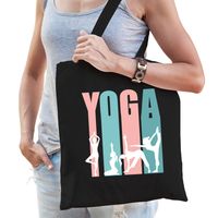 Yoga icons katoenen tas zwart voor volwassenen - sport / hobby tasjes   -