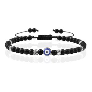 Memphis Evil Eye Armband met mat zwarte Agaat Kralen