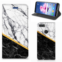 Huawei P Smart Standcase Marmer Wit Zwart - Origineel Cadeau Man