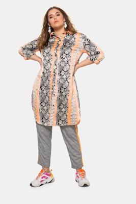 Ulla Popken Longblouse, neon snakeprint, lange mouwen - Grote Maten