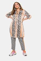 Ulla Popken Longblouse, neon snakeprint, lange mouwen - Grote Maten