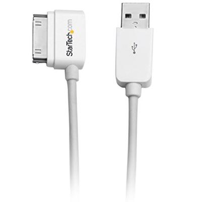 StarTech.com USB2ADC1ML USB linkshoekkabel (USB-stekker-A naar dock connector, 1m) voor Apple iPhone/iPod/iPad met gewatteerde connector