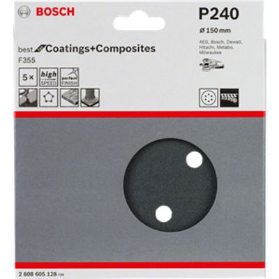 Bosch Accessories Best for Stone 2608605128 Excenterschuurpapier Met klittenband, Geperforeerd Korrelgrootte (num) 240 (Ø) 150 mm 5 stuk(s)