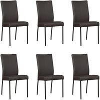 Set van 6 Donkerbruine leren moderne eetkamerstoelen Comfort - Hermes Leer Caffe (donkerbruin leer) - thumbnail