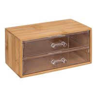 Bureau organizer - 2 lades - 19 x 12 cm - bamboe/kunststof - kantoor/hobby opbergen