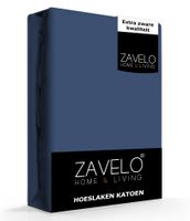 Zavelo Effen Hoeslaken Denim Blauw (Katoen)-Lits-jumeaux (160x200 cm)