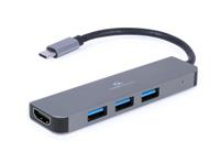 GEMBIRD 3-poorts USB Type-C 2-in-1 combi adapter (hub+HDMI)