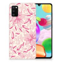 Samsung Galaxy A41 TPU Case Pink Flowers - thumbnail