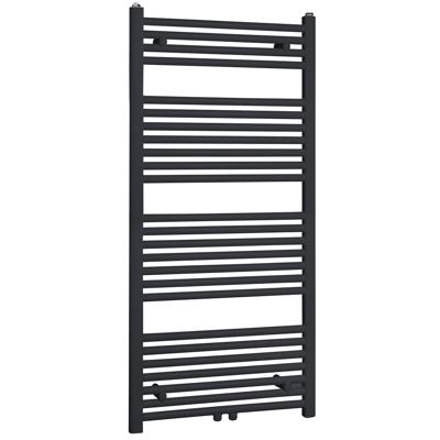 Designradiator Rall 9011 120x60cm 729 Watt Mat Zwart Middenonderaansluiting