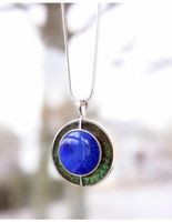 Zilveren Hanger Aventurijn Groen met Lapis Lazuli - thumbnail