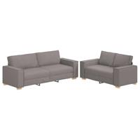 vidaXL 2-delige Loungeset met kussens stof taupe, bank, stoffen bank, tv-stoel, bank, zitbank, relaxbank, vrije tijd fauteuil, fauteuil