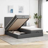 vidaXL Ottoman bed met matrassen en LED's 180x200cm stof donkergrijs, bedframe, ottoman bedframe, bedframe met opbergruimte onder het bed