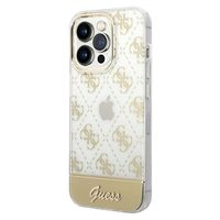 Guess Peony Glitter Script Logo iPhone 14 Pro Max Hybride Hoesje - Goud