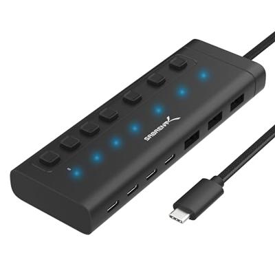 SABRENT USB C Hub 7 Port 20W met schakelaars (HB-3A4C)