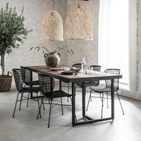 DTP Home Eettafel Criss Cross Visgraat, Hout en staal - Naturel - thumbnail