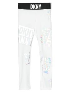 Dkny Kids legging iridescent à logo imprimé - Blanc